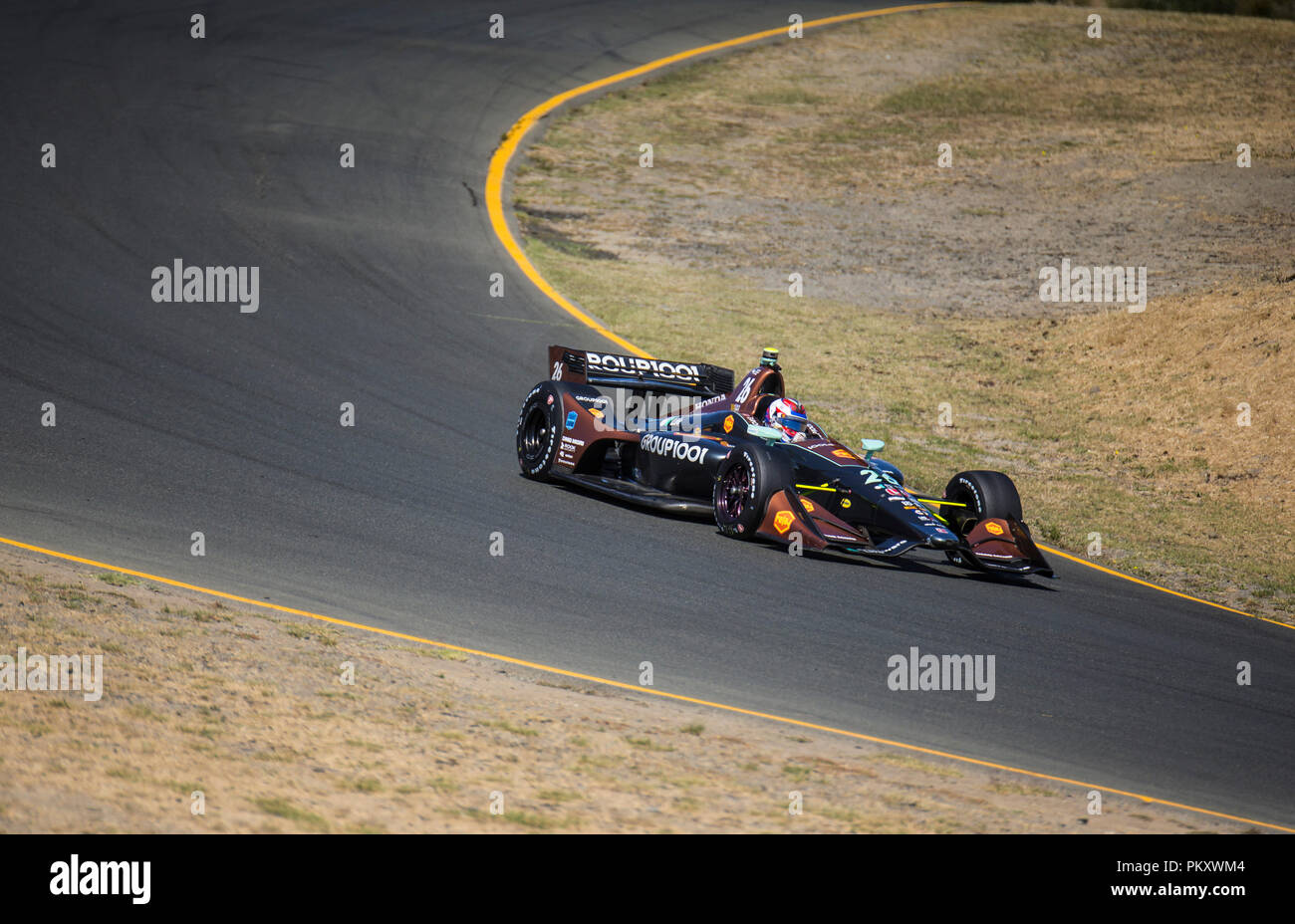 California, USA. 15th Sep, 2018. A : Andretti Autosport driver Zach Veach (26) of United States coming out of turn 6 during the GoPro Grand Prix of Sonoma Verizon Indycar practice at Sonoma Raceway Sonoma, CA Thurman James/CSM/Alamy Live News Stock Photo