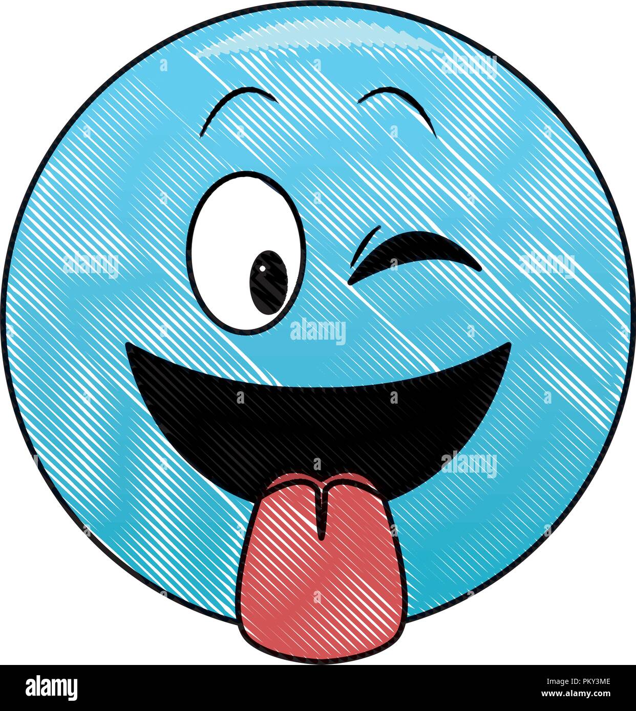 Tongue out chat emoticon scribble Stock Vector