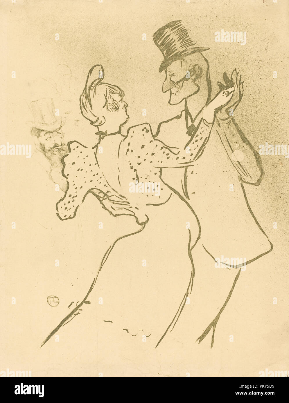 La Goulue. Dated: 1894. Medium: lithograph in olive green on velin paper. Museum: National Gallery of Art, Washington DC. Author: Henri de Toulouse-Lautrec. Stock Photo
