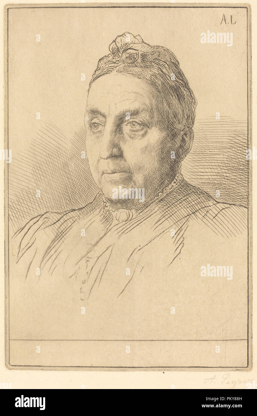 Mme. Kemp, 4th plate. Medium: etching. Museum: National Gallery of Art, Washington DC. Author: Alphonse Legros. Stock Photo