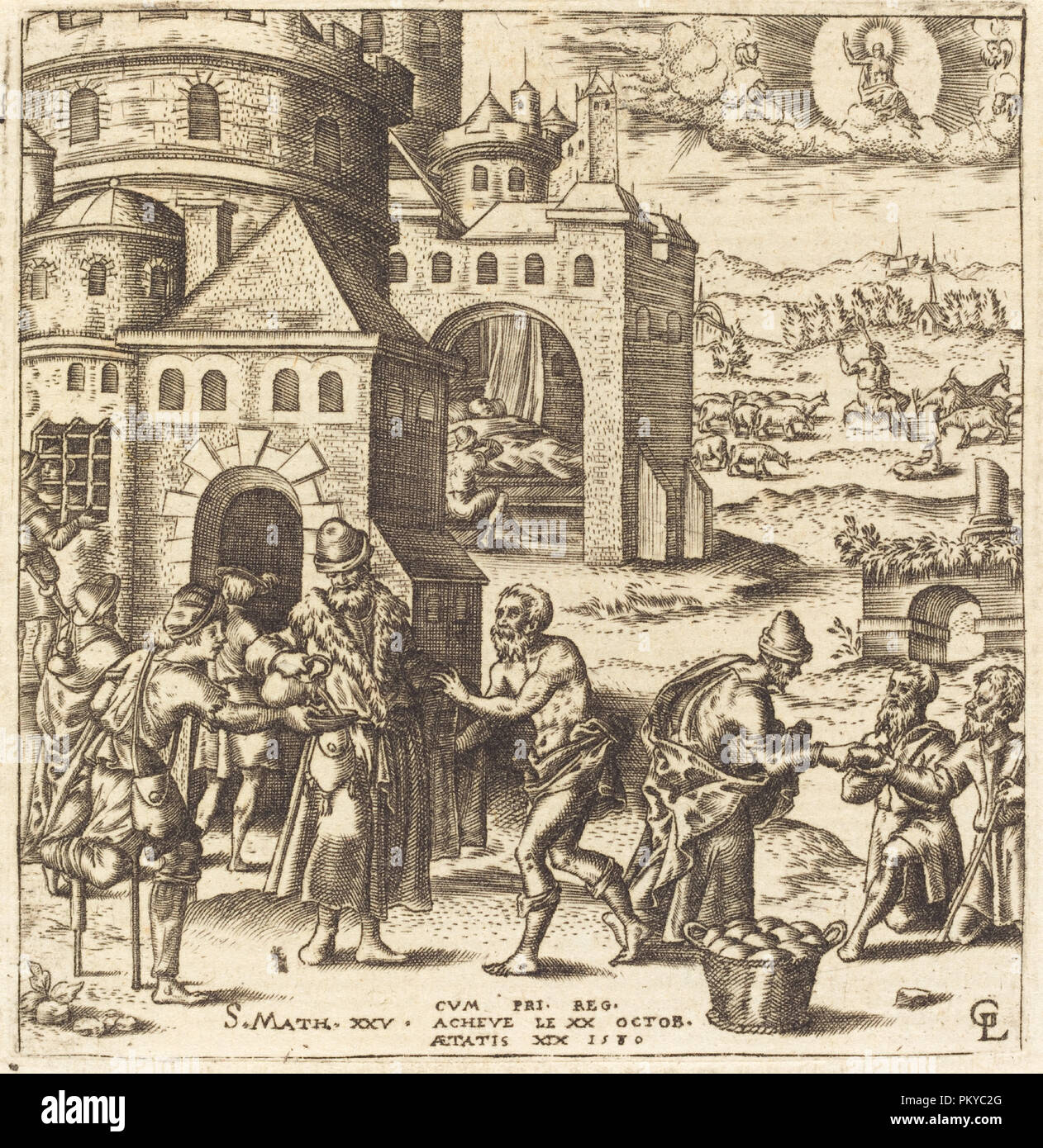 Teachings on the Coming of the Judgment. Dated: 1580. Medium: engraving. Museum: National Gallery of Art, Washington DC. Author: Léonard Gaultier. Stock Photo
