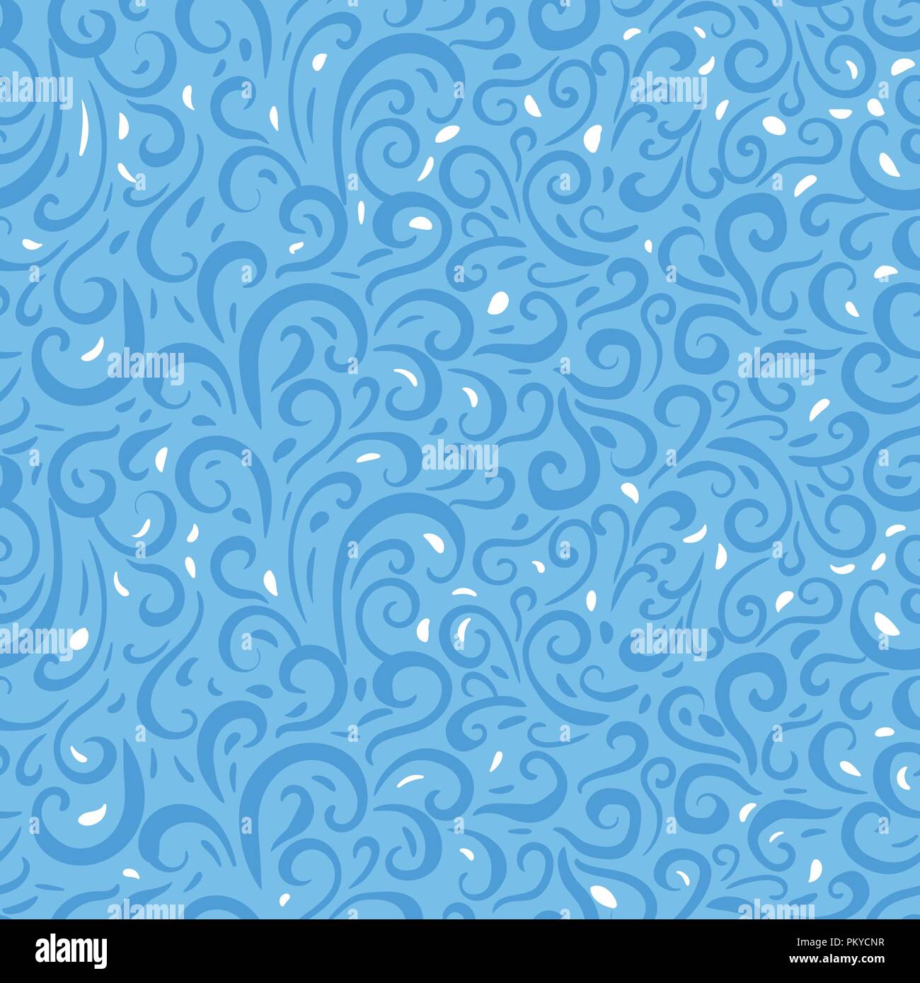 Vector Winter seamless pattern. Abstract texture with swirl frost illustration on blue background. Stock Vector
