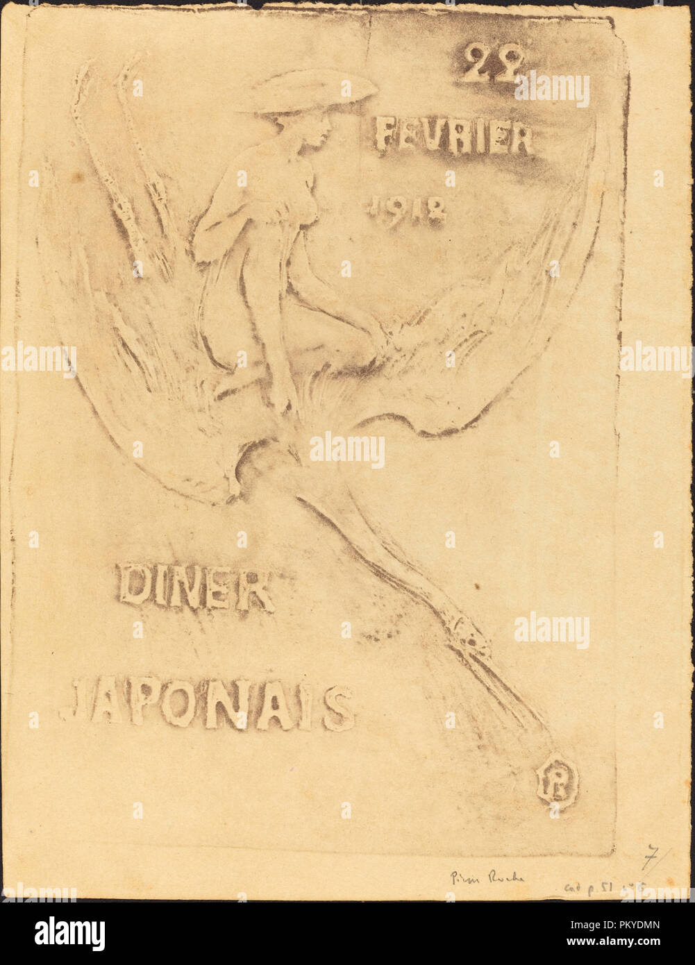 Femme et Cygne, 22 fevrier 1912, Diner Japonaise (Woman and Bird, 22 February 1912, J. Dated: 1912. Medium: gypsograph. Museum: National Gallery of Art, Washington DC. Author: Pierre Roche. Stock Photo