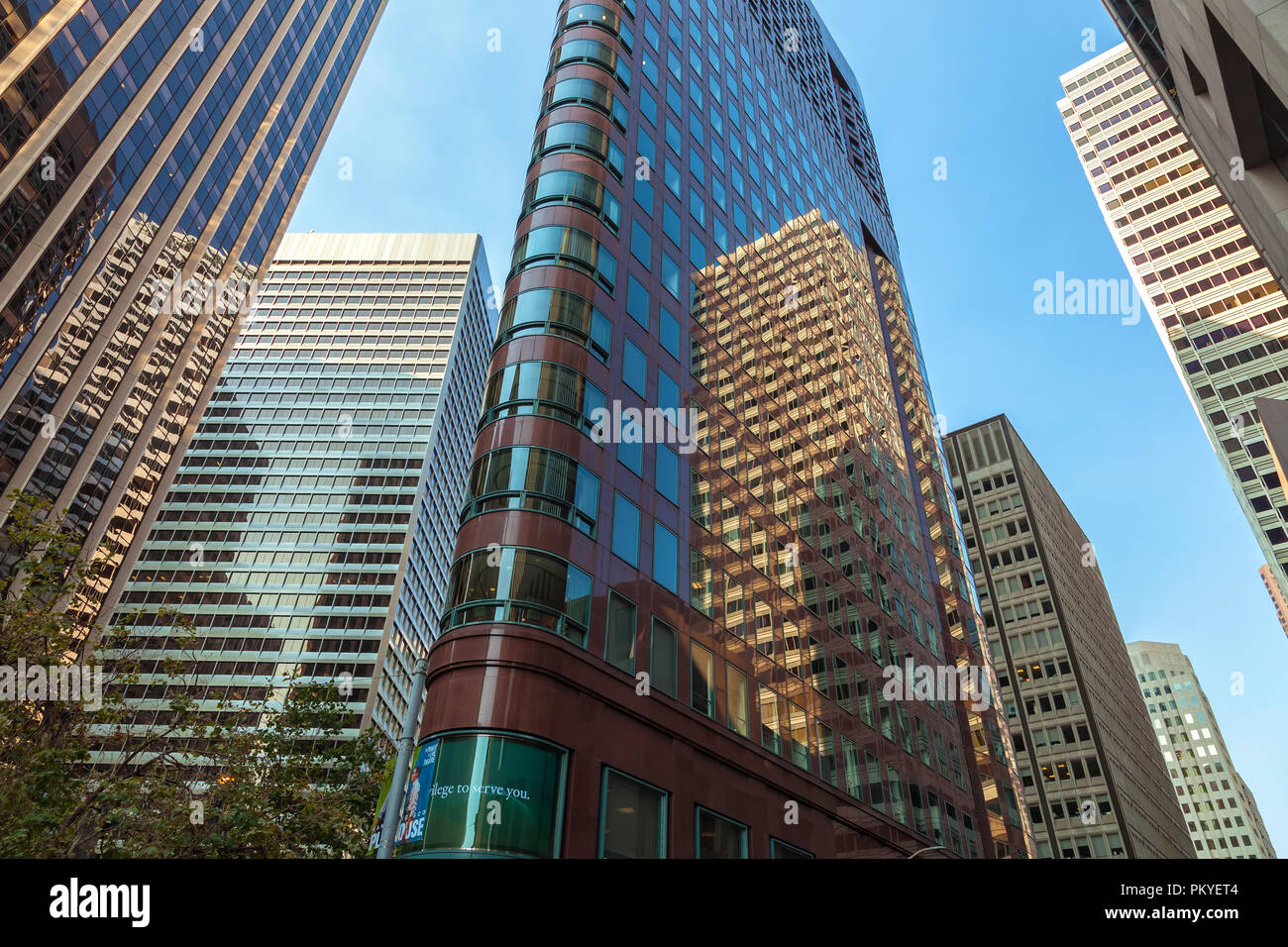 San Francisco high rises at Financial District in morning, California ...