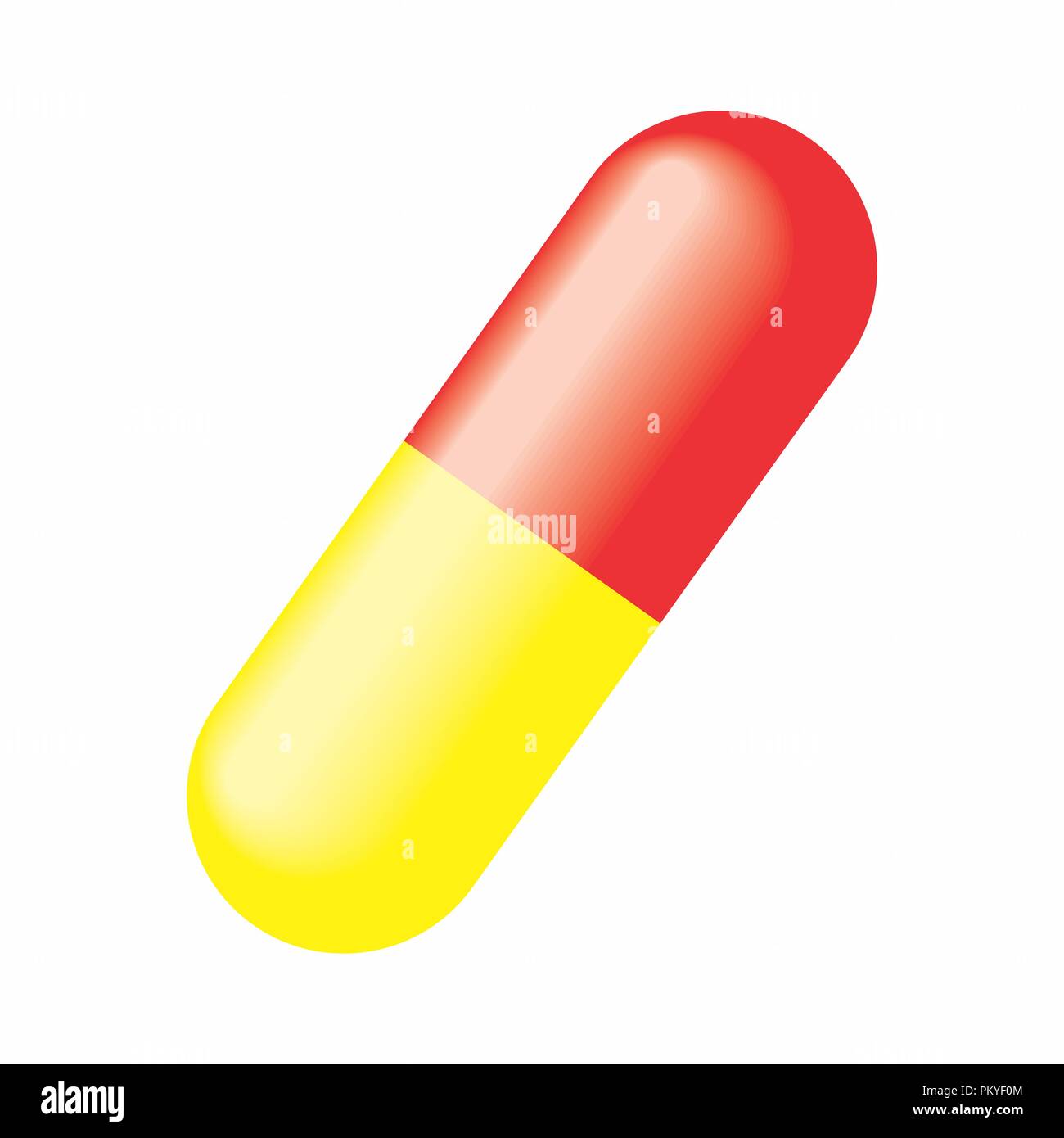 Colored illustration of a red and yellow remedy capsule Stock Vector