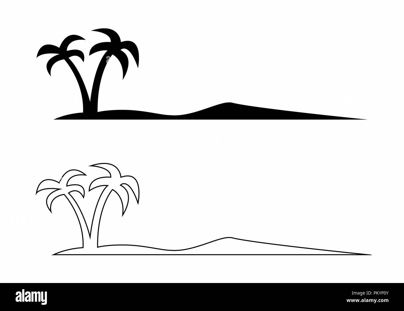 Illustration of islands with palm trees on white background Stock ...
