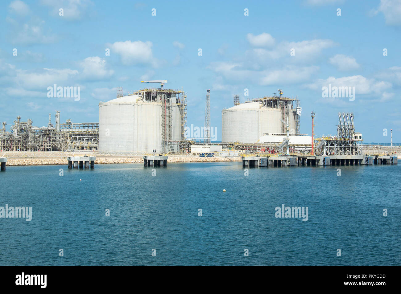 The SEGAS LNG (liquified natural gas) complex in Damietta, Egypt, owned by Union Fenosa of Spain and ENI of Italy. Stock Photo