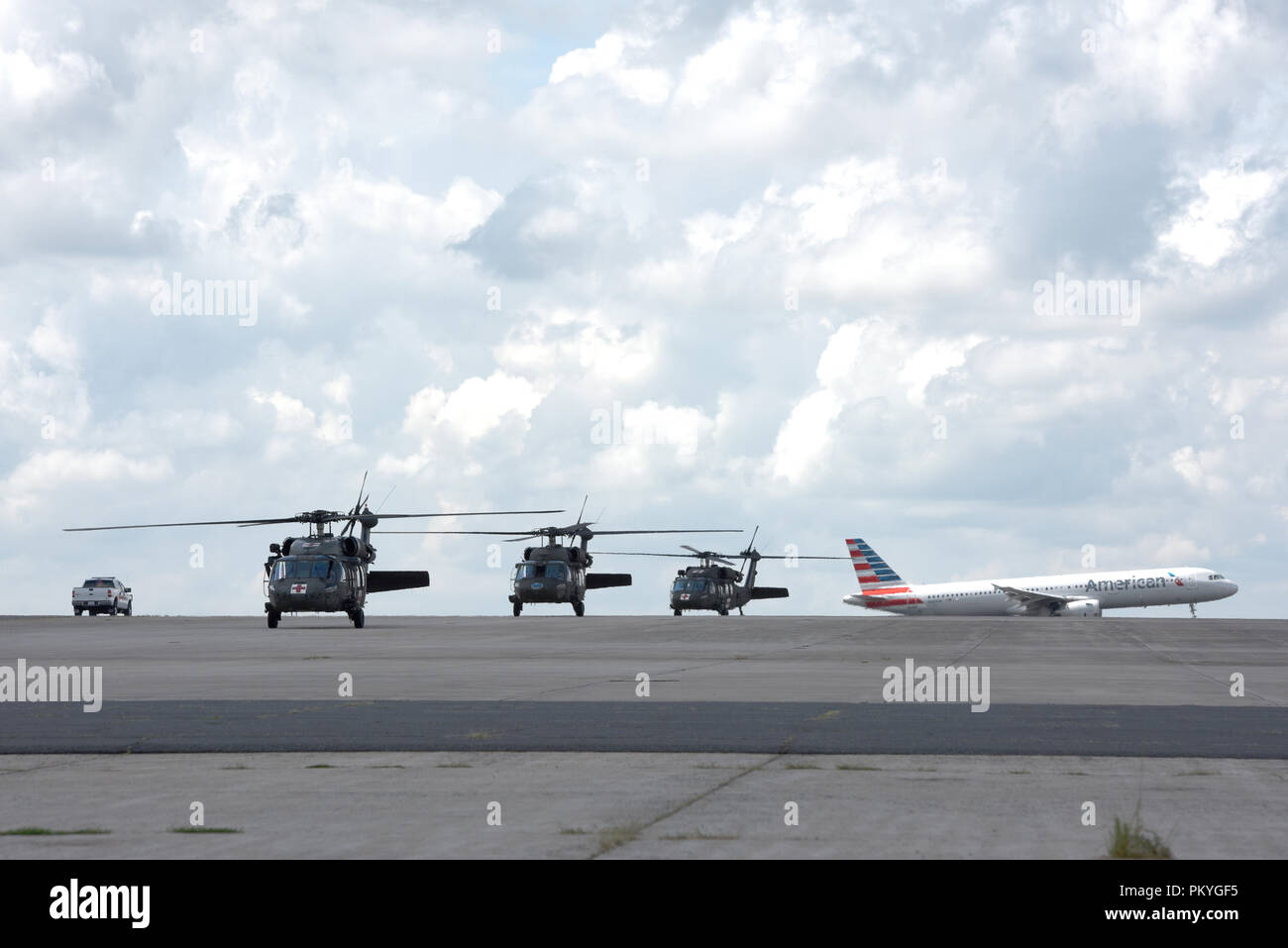 Three North Carolina Army National Guard Black Hawk Helicopters land on ...