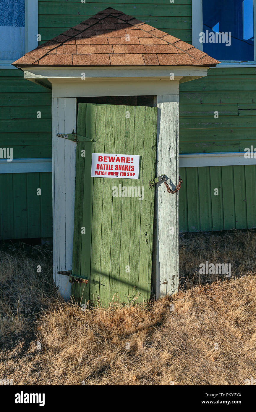 Disused Toilet, Shaniko Ghost Town, Oregon. USA. Stock Photo