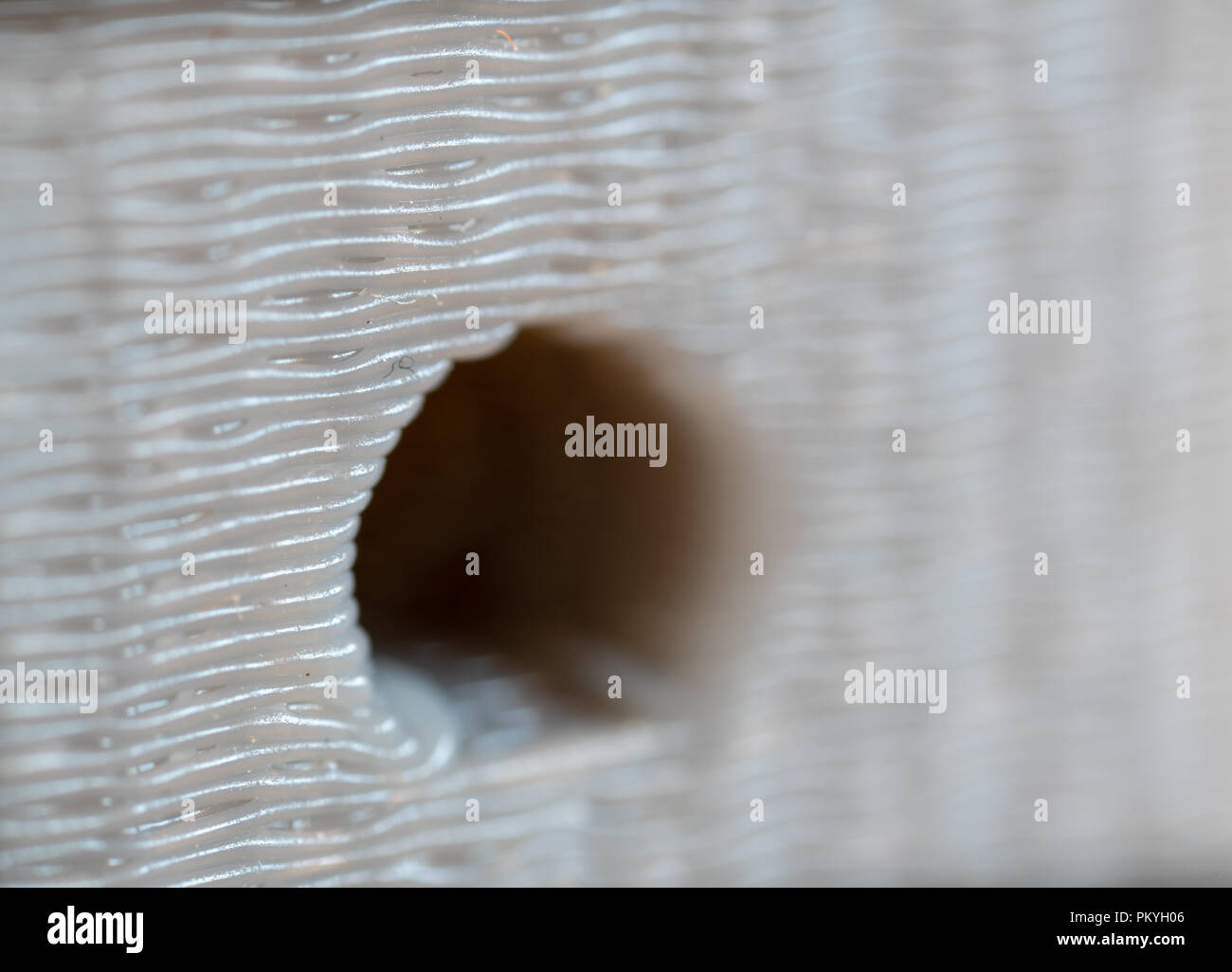 close up quality of object printed on plastic 3d printer. Stock Photo