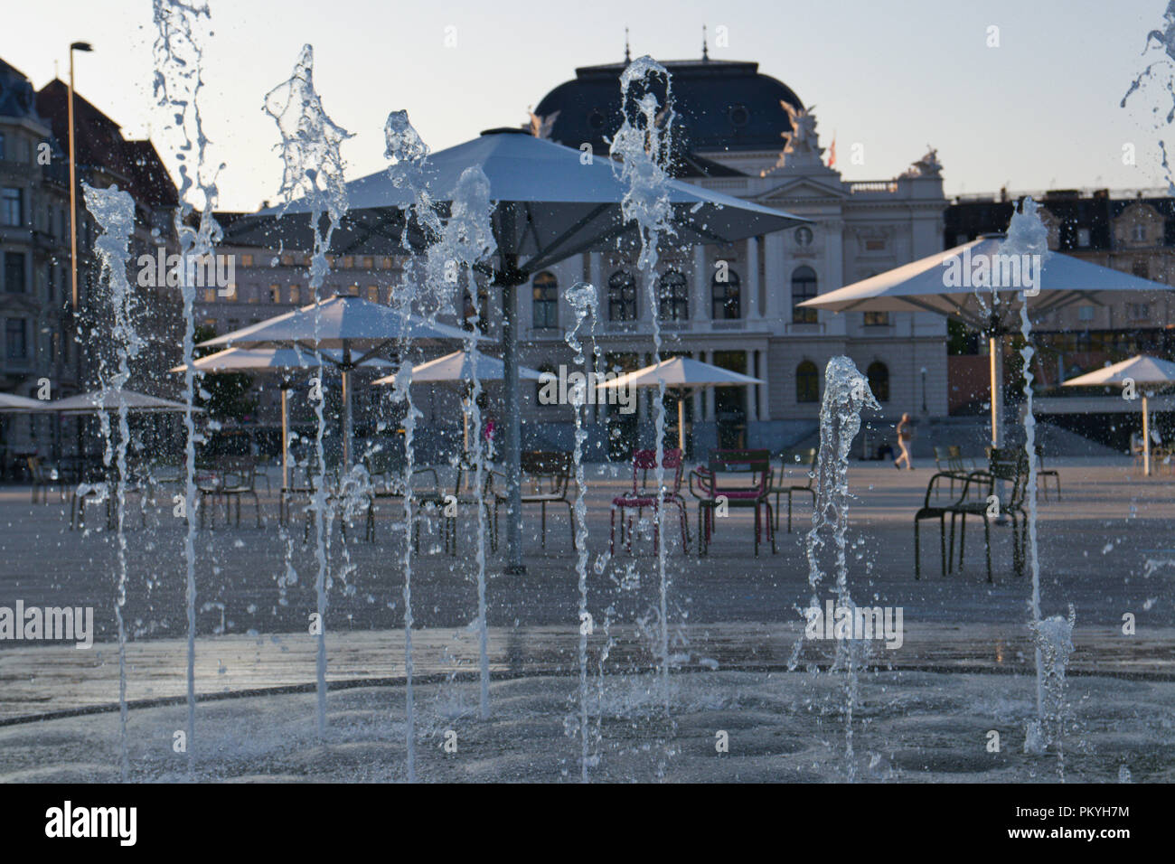 Zurich - Opera and fountain Stock Photo