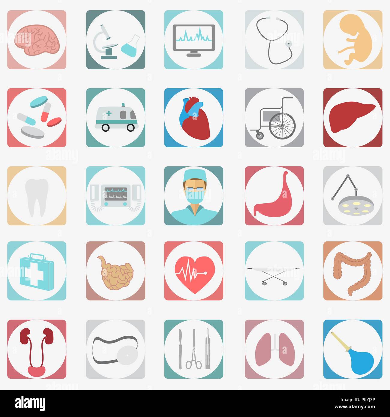 Medical and healthcare icon set. Vector illustration Stock Vector