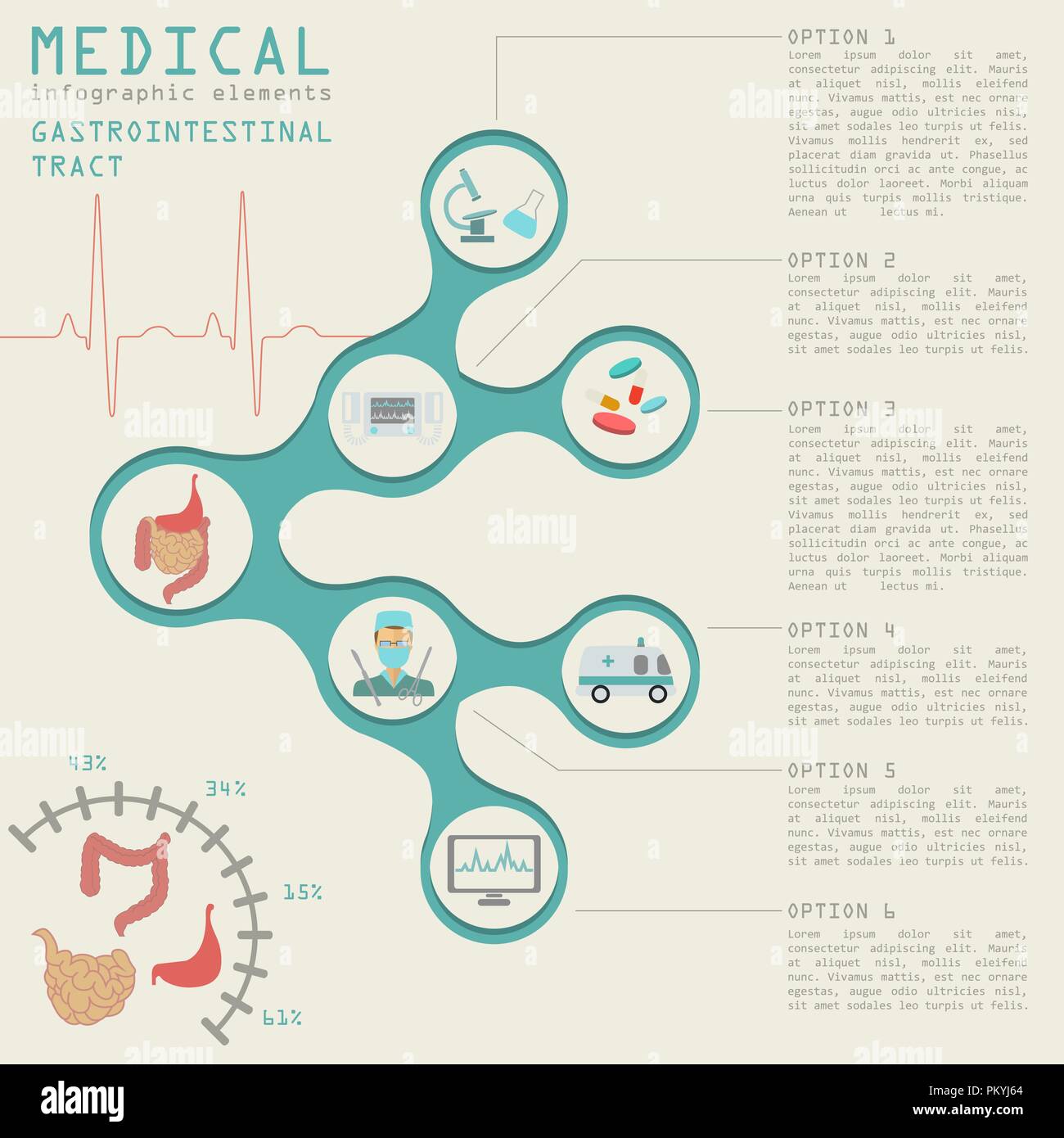 Medical ifographic design. Digestive tract. Vector illustration Stock Vector