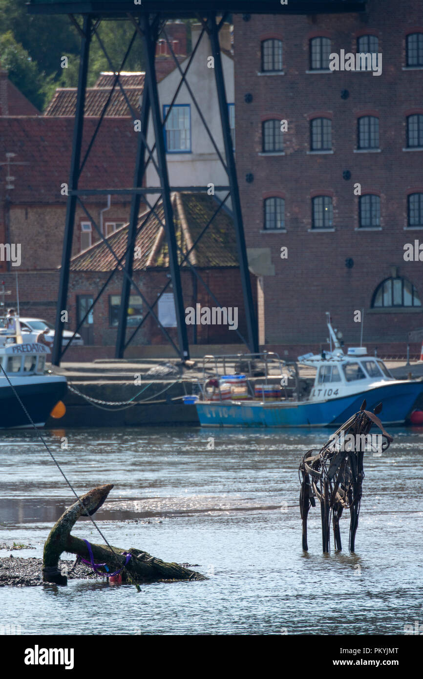 The Lifeboat Horse sculpture by Rachael Long in WellsNextTheSea harbour Stock Photo Alamy