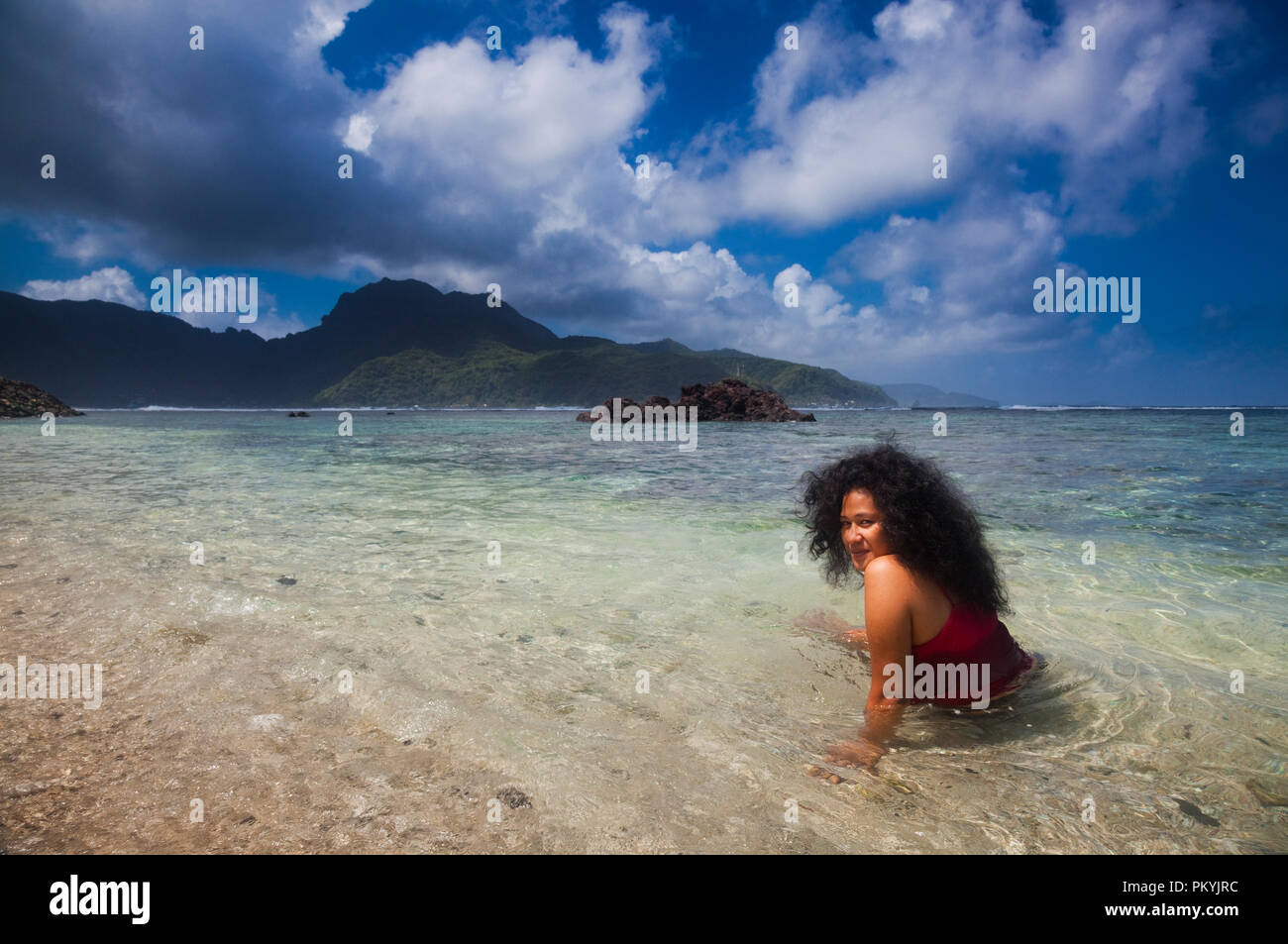 Beach scene in American Samoa. Stock Photo