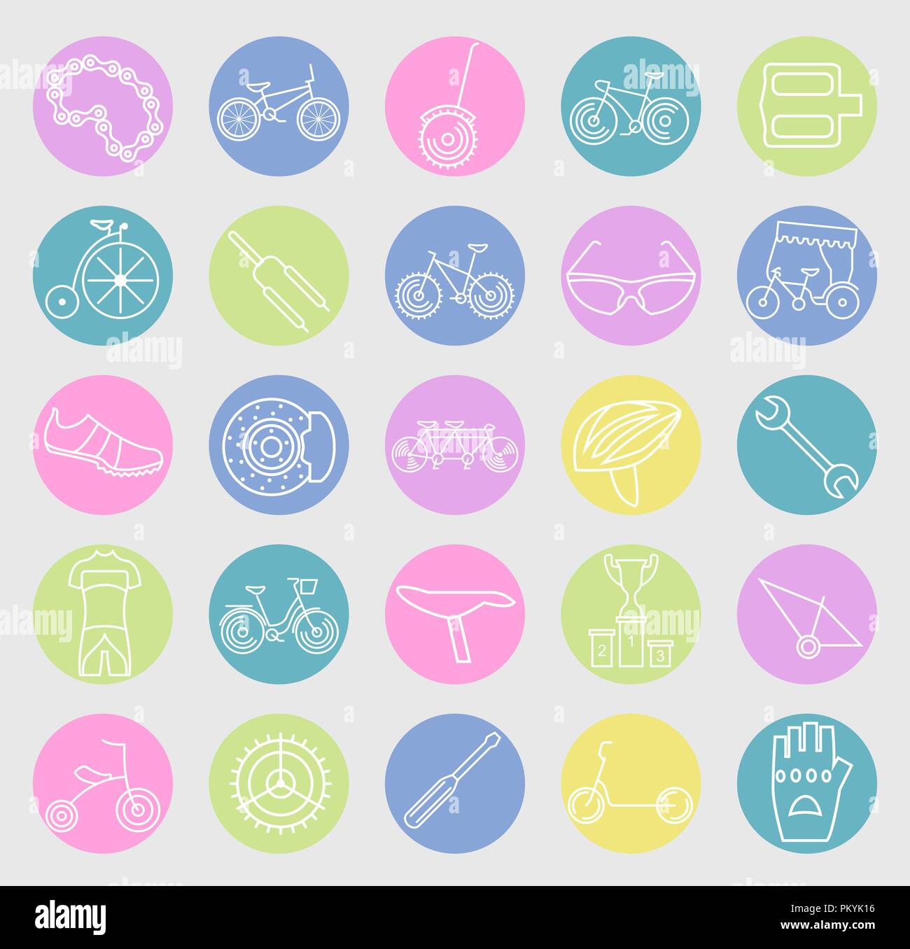 Bicycle icon set. Bike types. Vector illustration linear thin design ...
