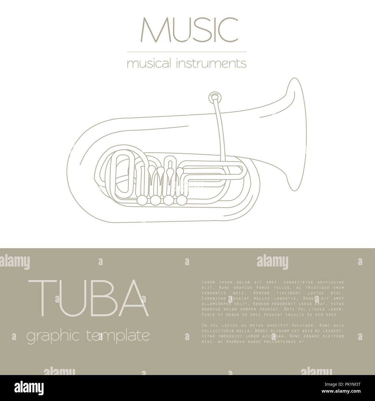 Musical instruments graphic template. Tuba. Vector illustration Stock