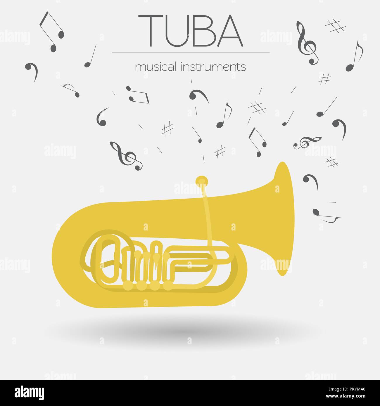 Musical instruments graphic template. Tuba. Vector illustration Stock