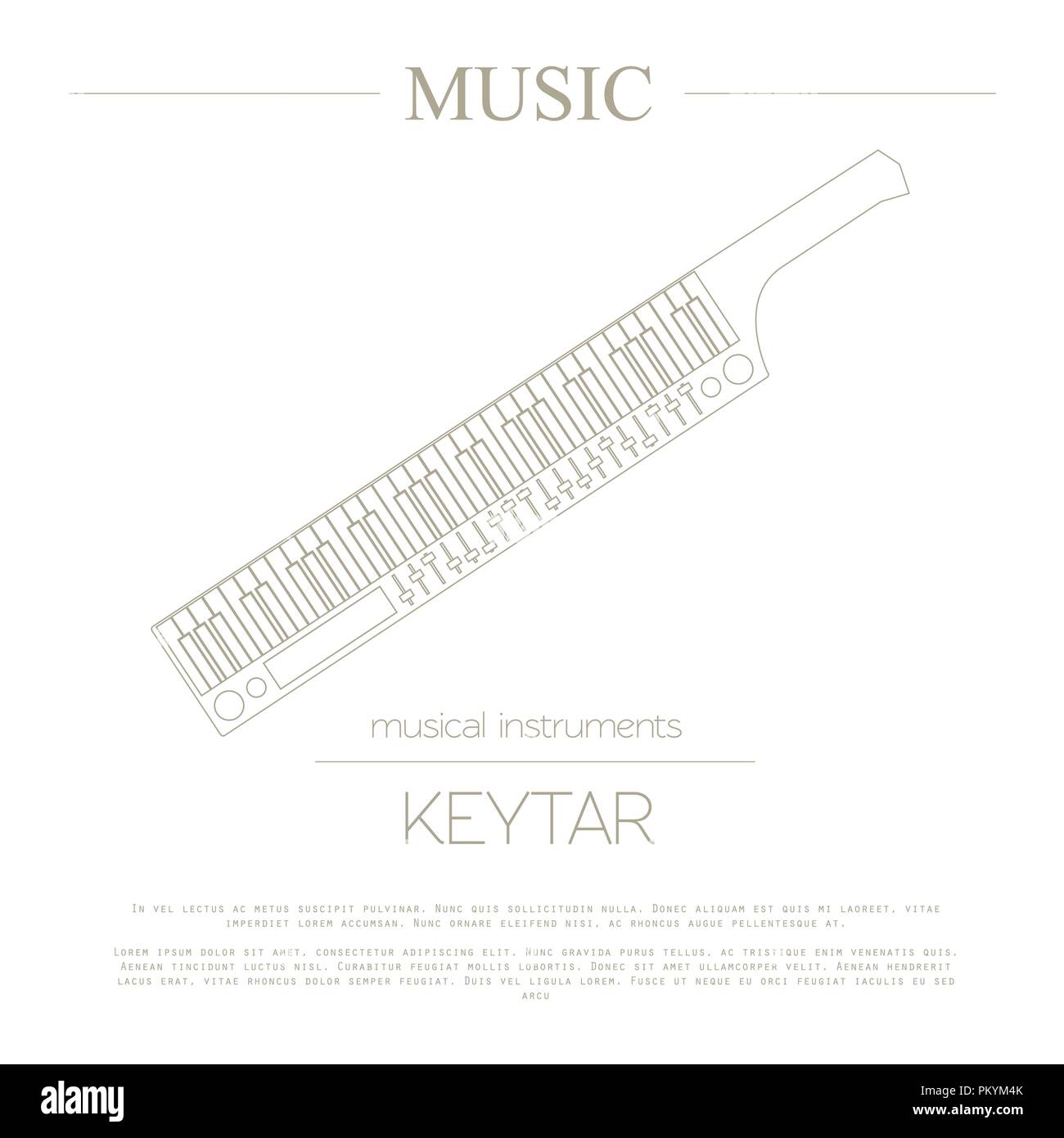 Musical instruments graphic template. Keytar. Vector illustration Stock Vector