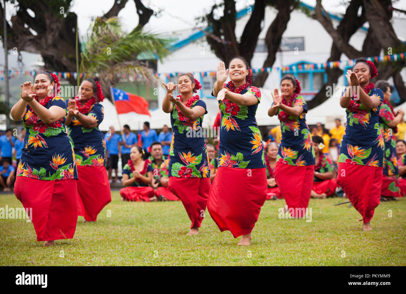 Traditional dancing marks the opening of Teuila Festival in Samoa, 2012. Stock Photo