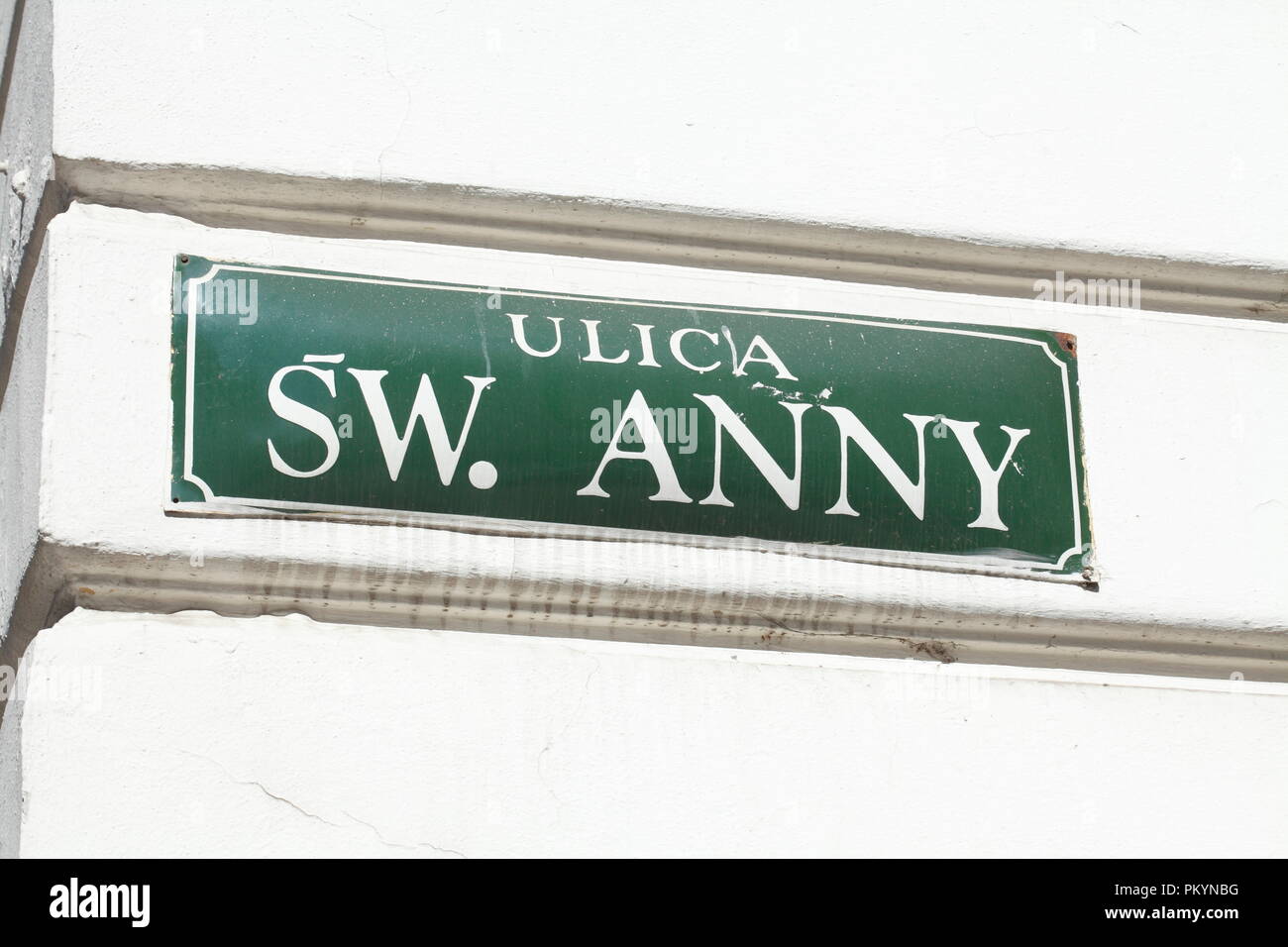 altes Straßenschild Ulica Sw.Anny , Krakau, Kleinpolen, Polen, Europa Stock Photo