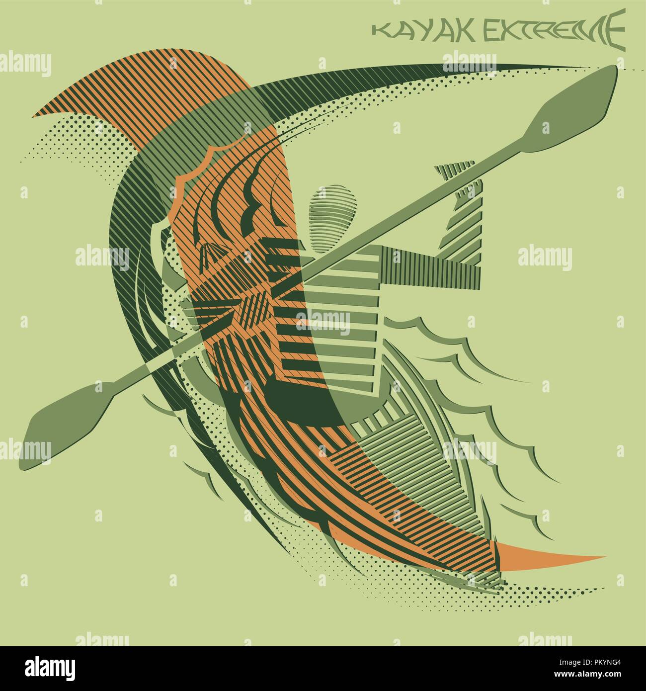 Stripy rower in action Stock Vector