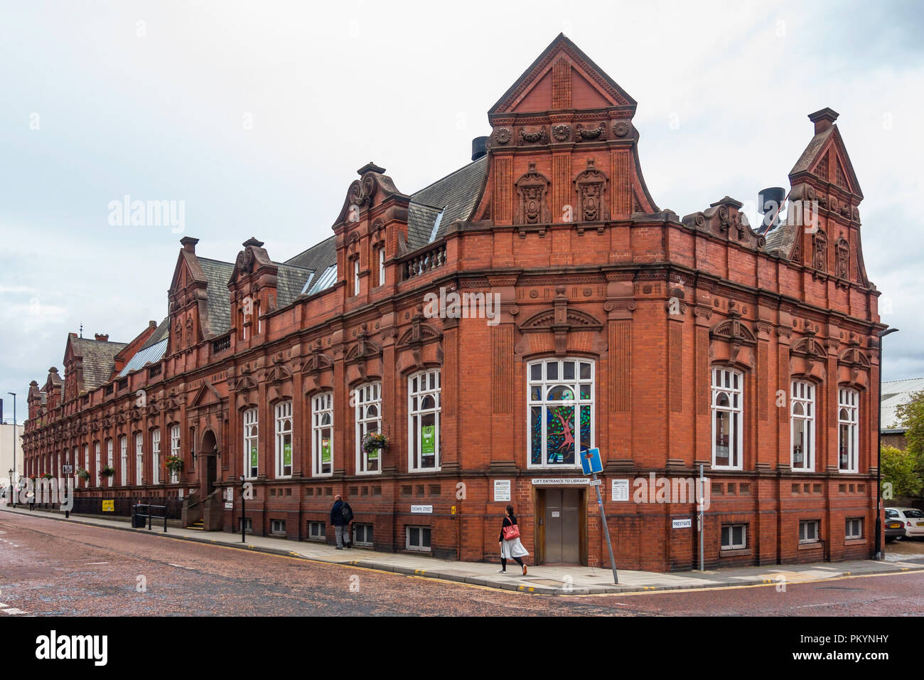 Grade 2 listed Victorian Library building in Crown Street Darlington Co Durhanm UK Stock Photo