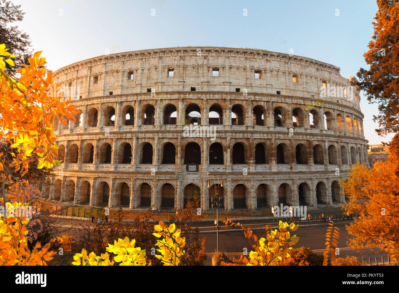Colosseum at sunset in Rome, Italy Stock Photo