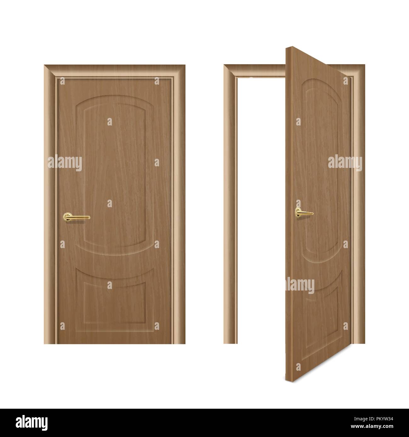 Vector Realistic Different Opened And Closed Brown Wooden Door Icon Set Closeup Isolated On White Background Elements Of Architecture Design Template For Graphics Front View Stock Vector Image Art Alamy
