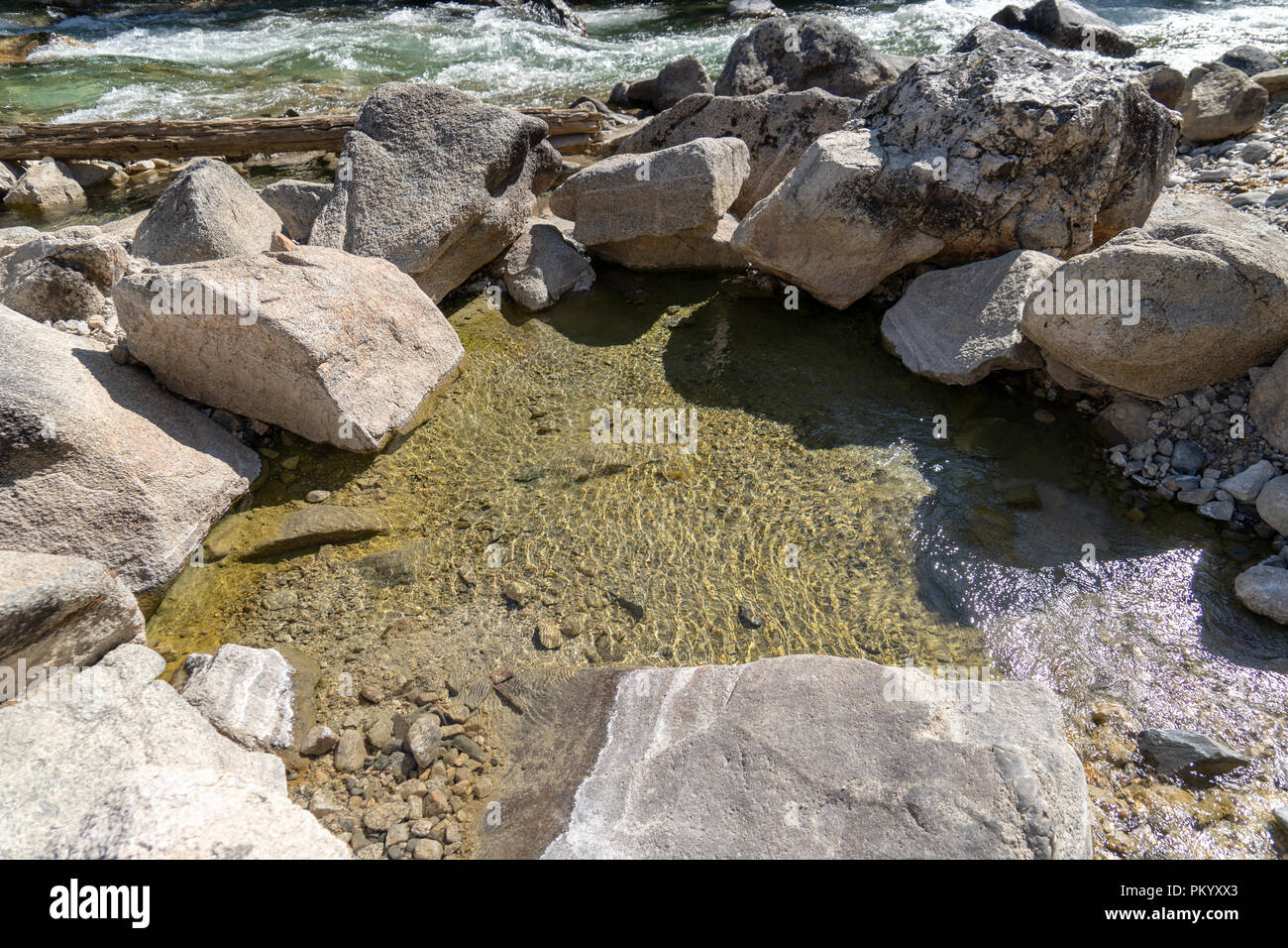 Natural hot springs in Grandjean Idaho in the Sawtooth Wilderness