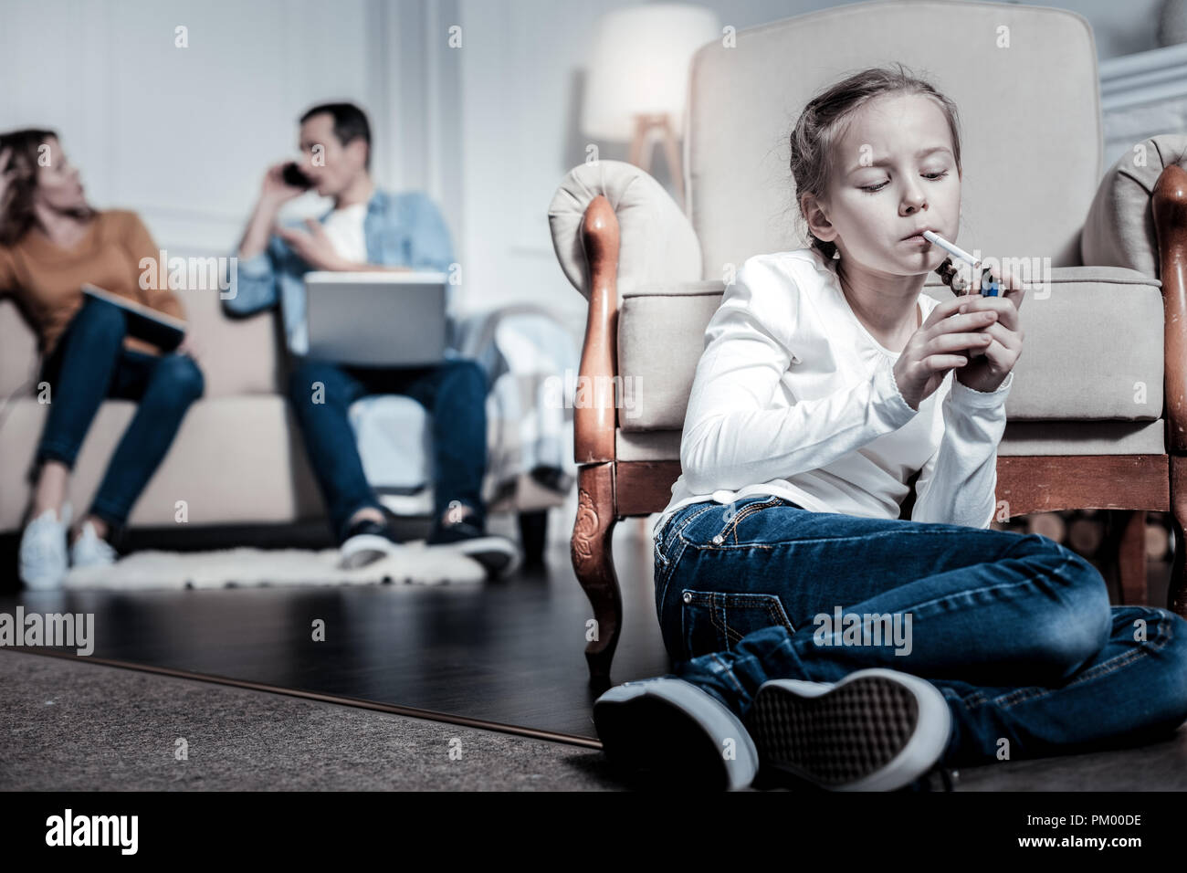 Small kid smoking a cigarette Stock Photo - Alamy