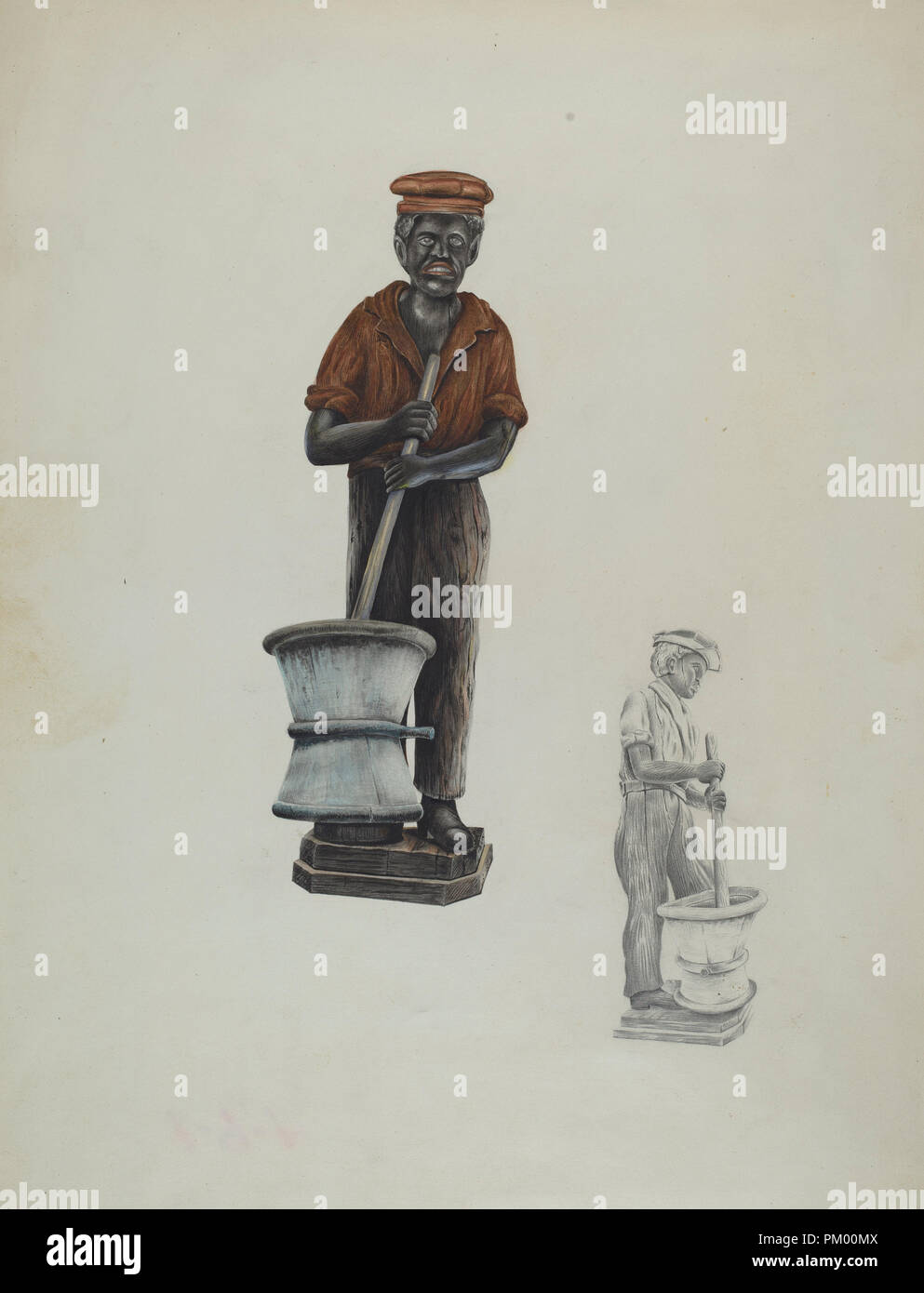 Drug Store Figure. Dated: c. 1937. Dimensions: overall: 40.7 x 30.8 cm (16 x 12 1/8 in.). Medium: watercolor, graphite, and colored pencil on paper. Museum: National Gallery of Art, Washington DC. Author: Ray Price. Stock Photo