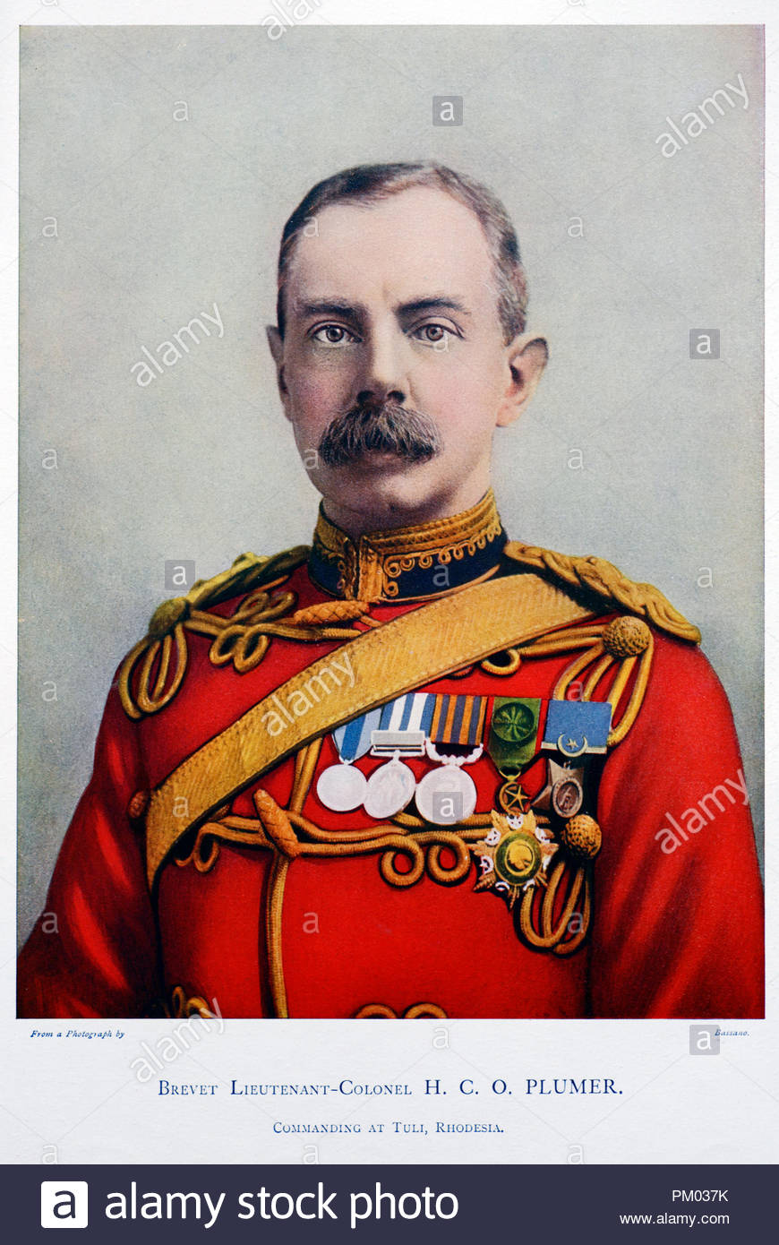 Field Marshal Herbert Charles Onslow Plumer, 1st Viscount Plumer, GCB, GCMG, GCVO, GBE, 1857 – 1932, was a senior British Army officer of the First World War. Colour illustration from 1900 Stock Photo