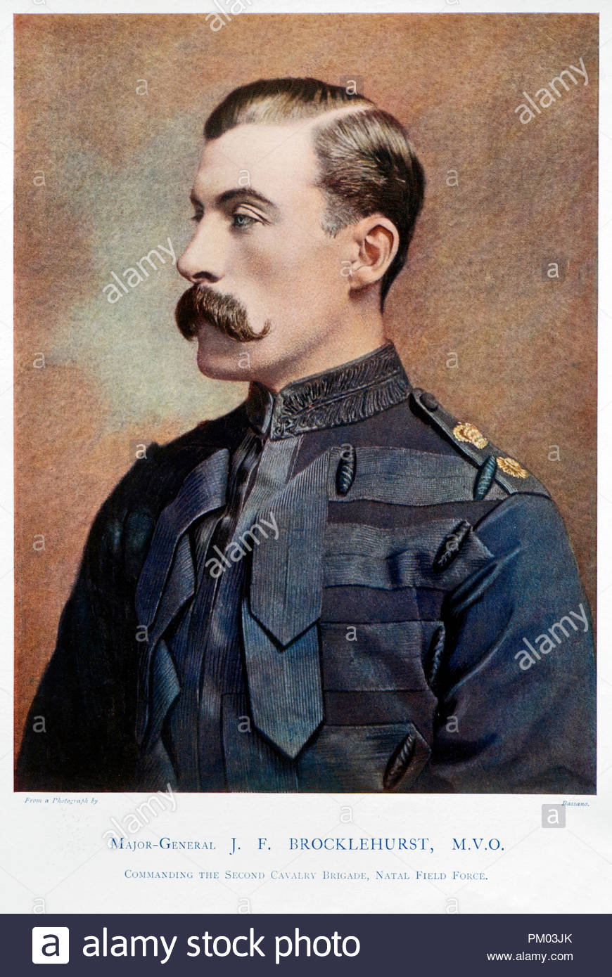 Major General John Fielden Brocklehurst, 1st Baron Ranksborough CB, CVO, 1852 – 1921, was a British soldier, courtier and Liberal politician. Colour illustration from 1900 Stock Photo