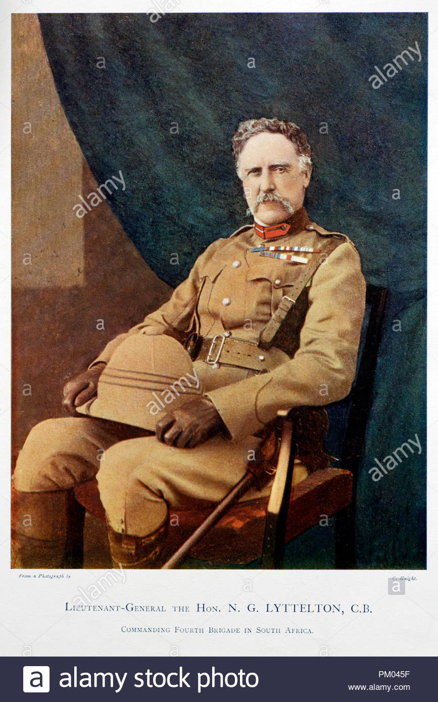 General Sir Neville Gerald Lyttelton, GCB, GCVO, PC, 1845 – 1931, was a British Army officer from the Lyttelton family who served against the Fenian Raids, and in the Anglo-Egyptian War, the Mahdist War and the Second Boer War. Colour illustration from 1900 Stock Photo