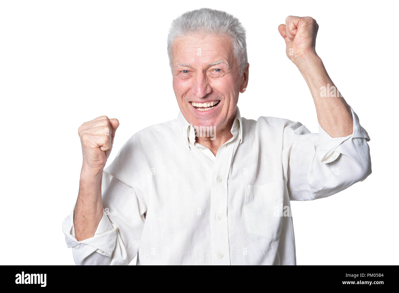 Portrait of Happy senior man on white background Stock Photo - Alamy