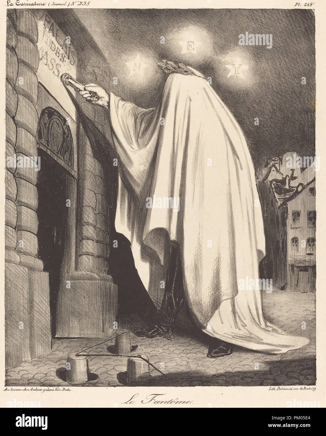 Le Fantome. Dated: 1835. Medium: lithograph. Museum: National Gallery of Art, Washington DC. Author: HONORÉ DAUMIER. Stock Photo