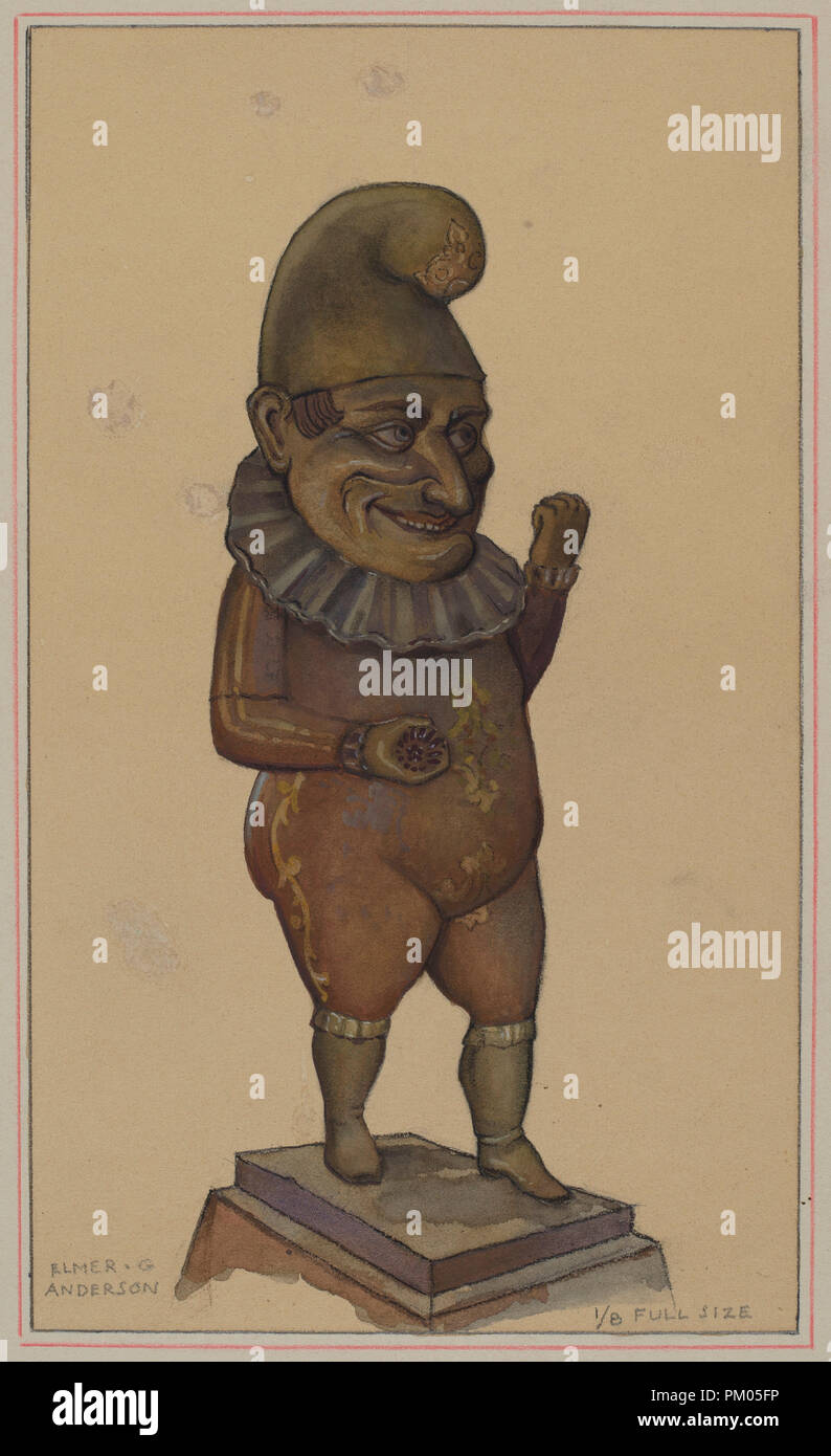 Cigar Store Figure. Dated: c. 1936. Dimensions: overall: 35.5 x 24.5 cm (14 x 9 5/8 in.). Medium: watercolor and graphite on paperboard. Museum: National Gallery of Art, Washington DC. Author: Elmer G. Anderson. Stock Photo