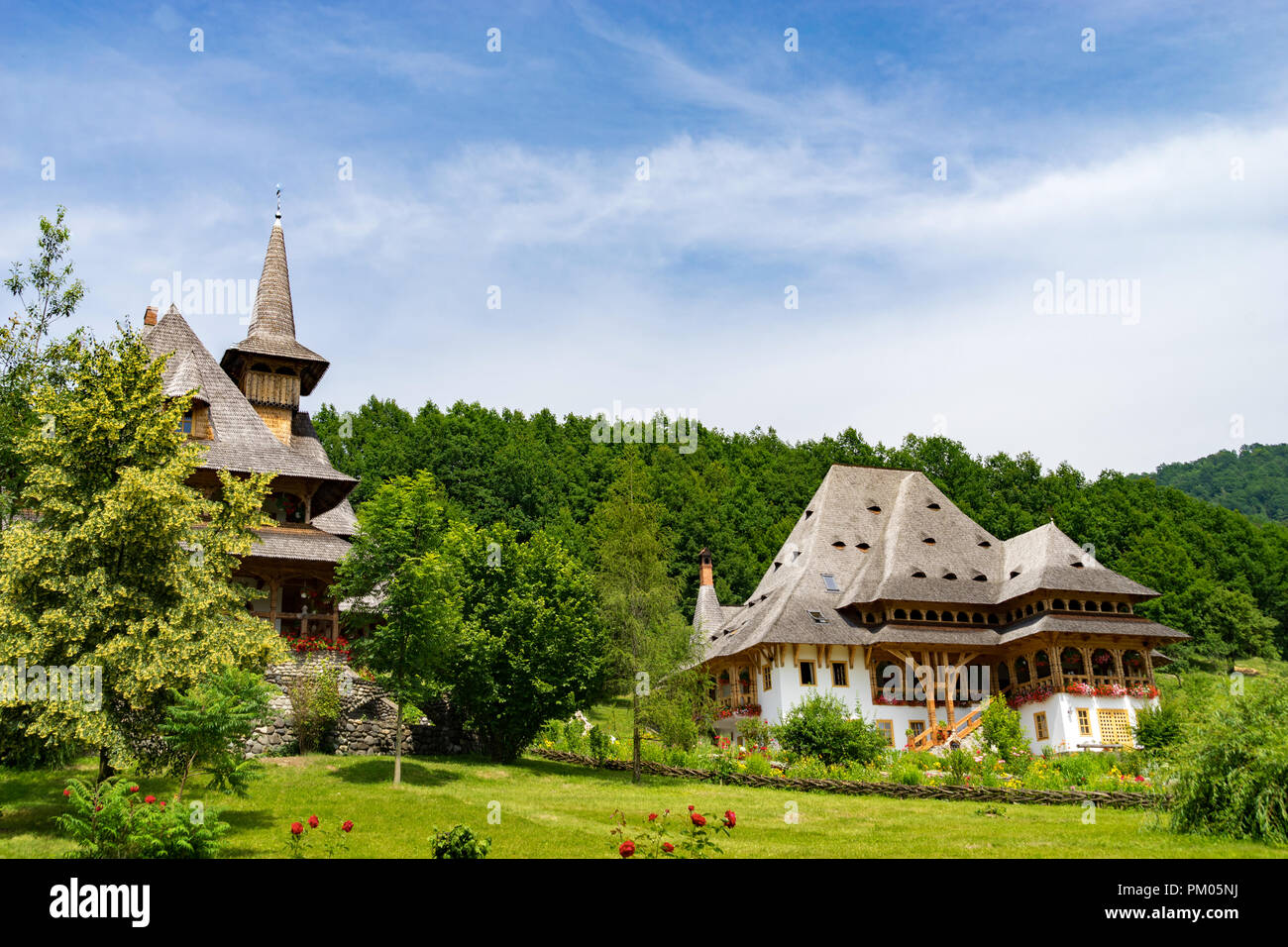 The Beautiful Barsana Temple in Maramures County of Romania Stock Photo