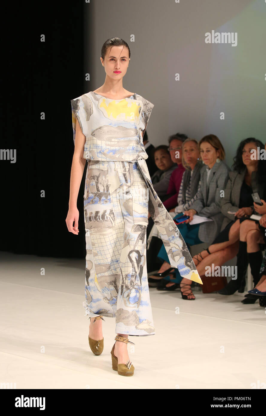 A model on the catwalk during the Chalayan London Fashion Week SS19 show at Sadler's Wells theatre, London Stock Photo