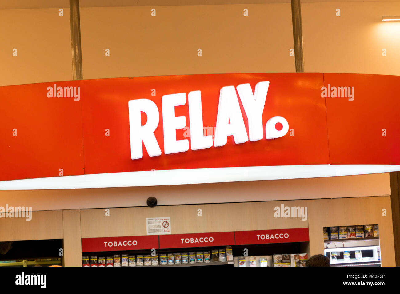 Airport relay shop kiosk news agent press office logo Stock Photo Alamy