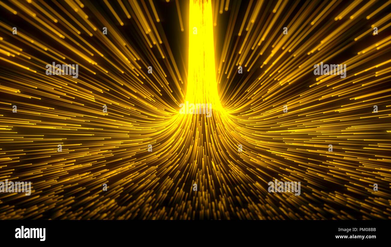 flowing particles swarm with glowing trails. 3d illustration. Stock Photo