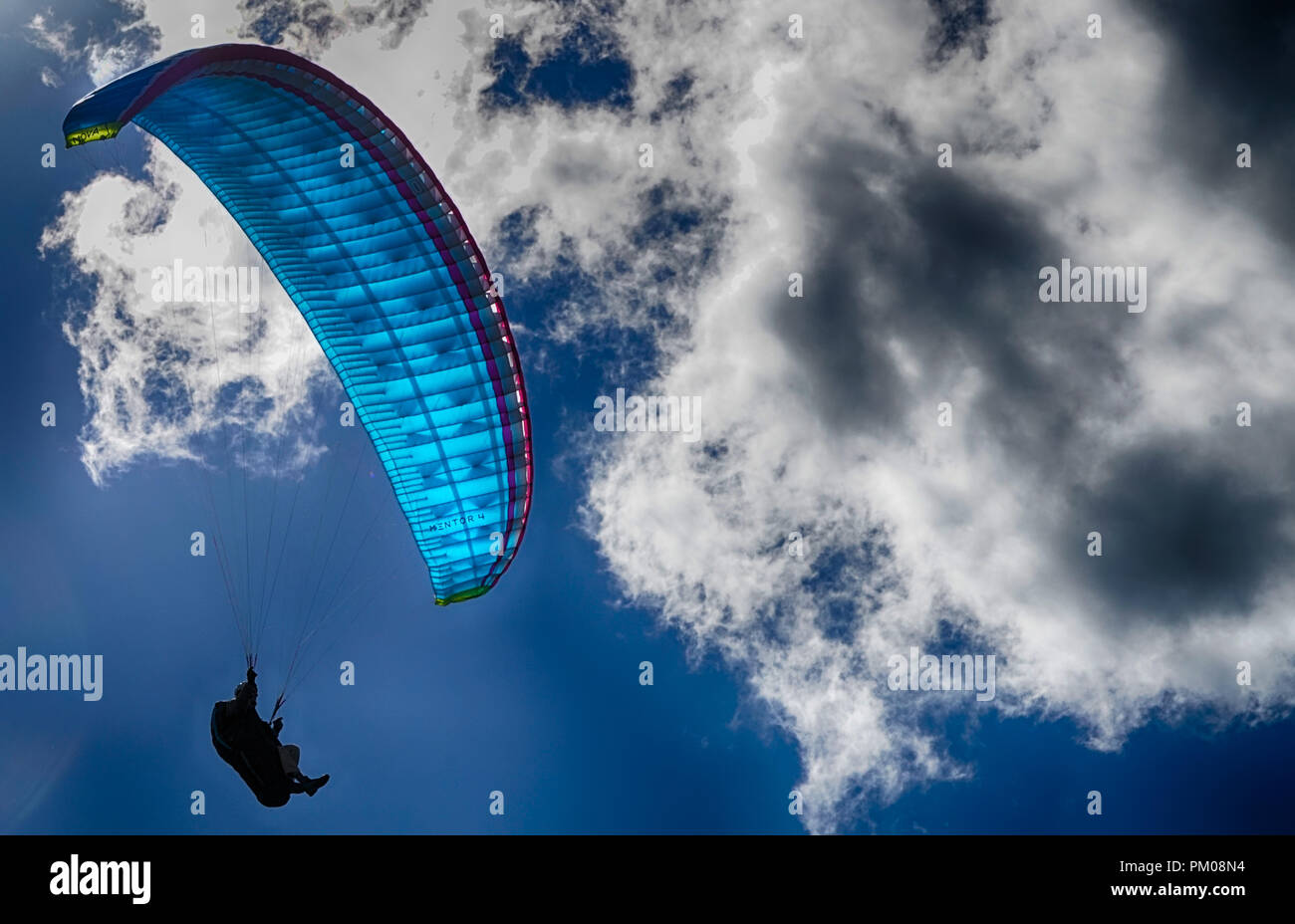 Hang Glider in the clouds, Gloucestershire, England, United Kingdom Stock Photo