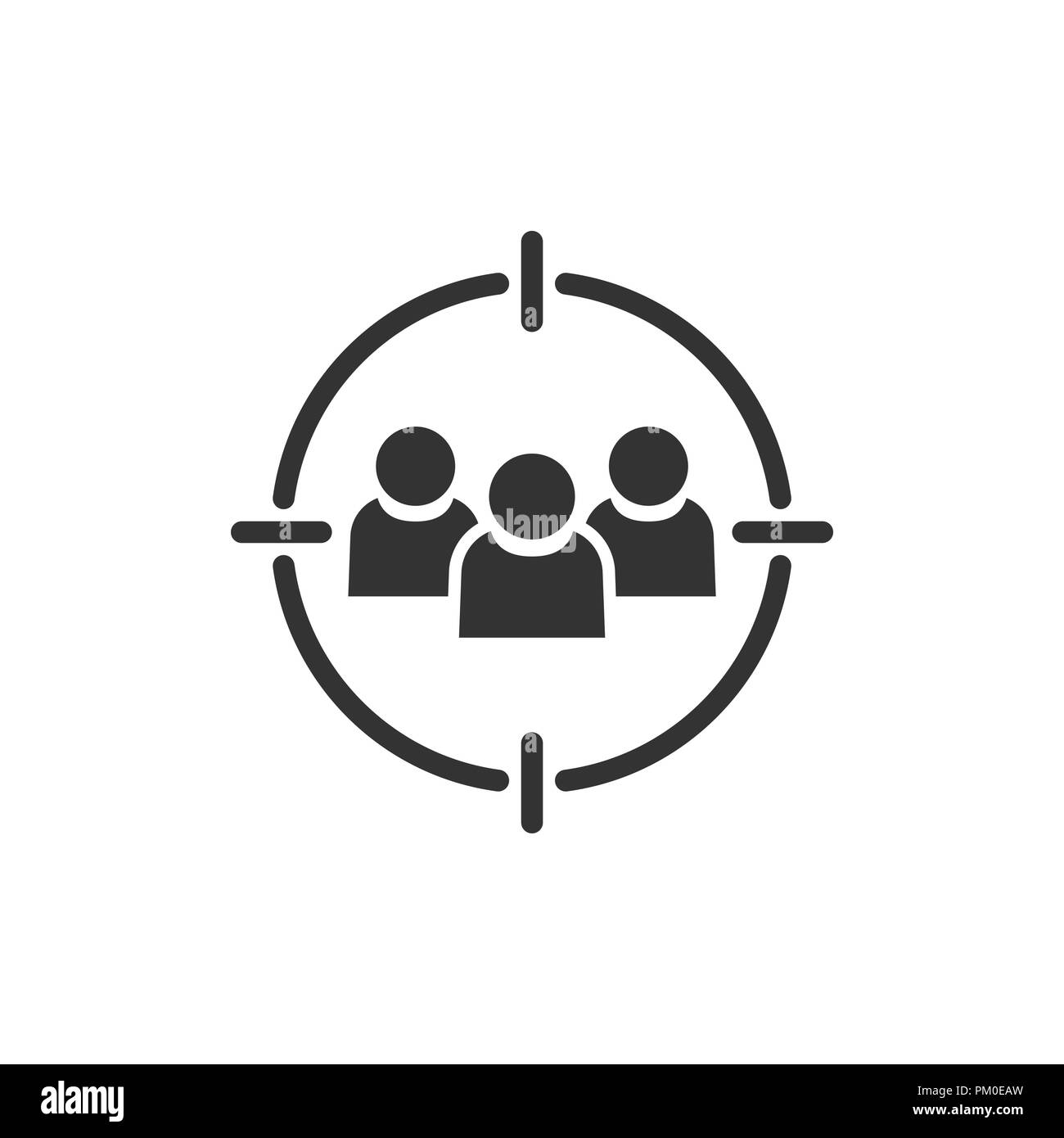 Target audience icon in flat style. Focus on people vector illustration ...