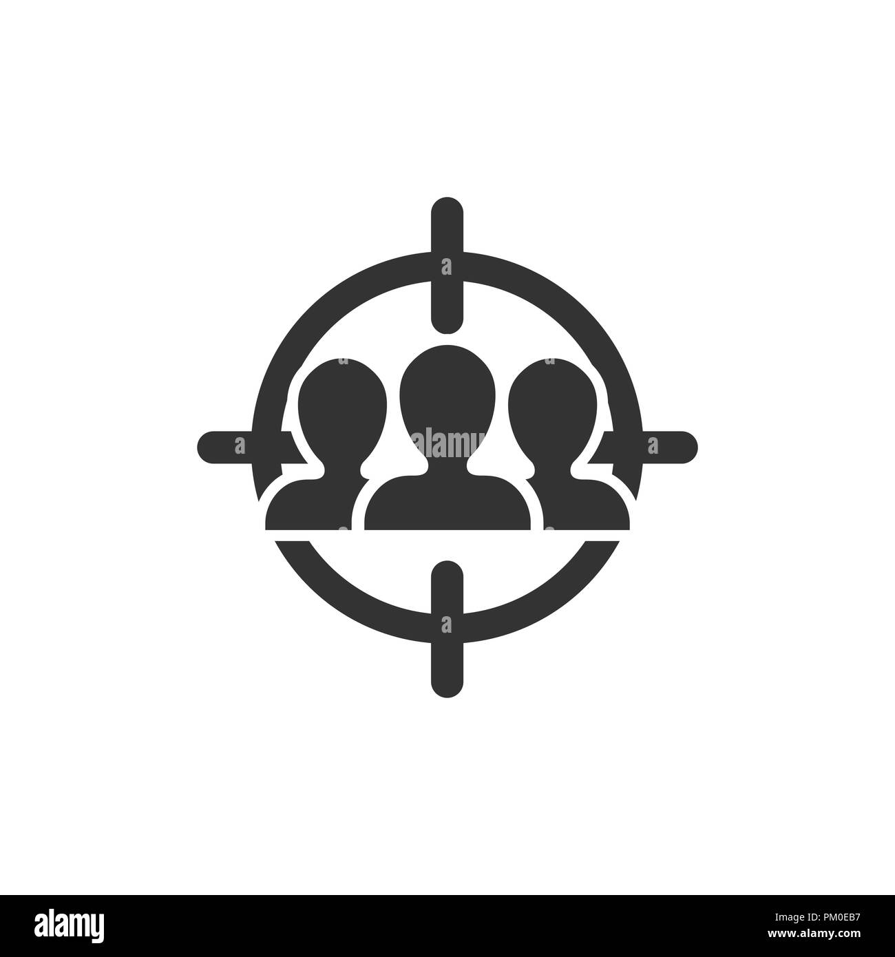 Target audience icon in flat style. Focus on people vector illustration ...