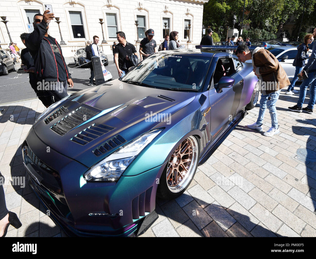Supercars parked in Waterloo Place, London, where the Piccadilly Boy ...