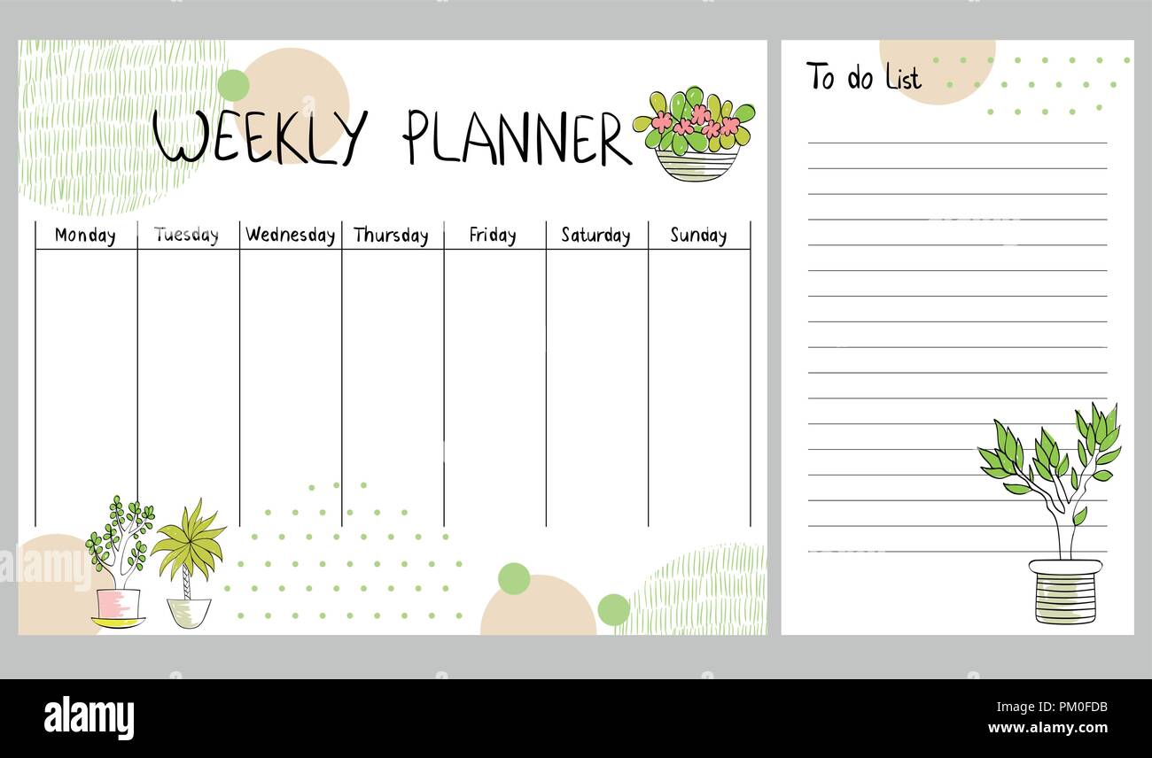 vector weekly planner stock