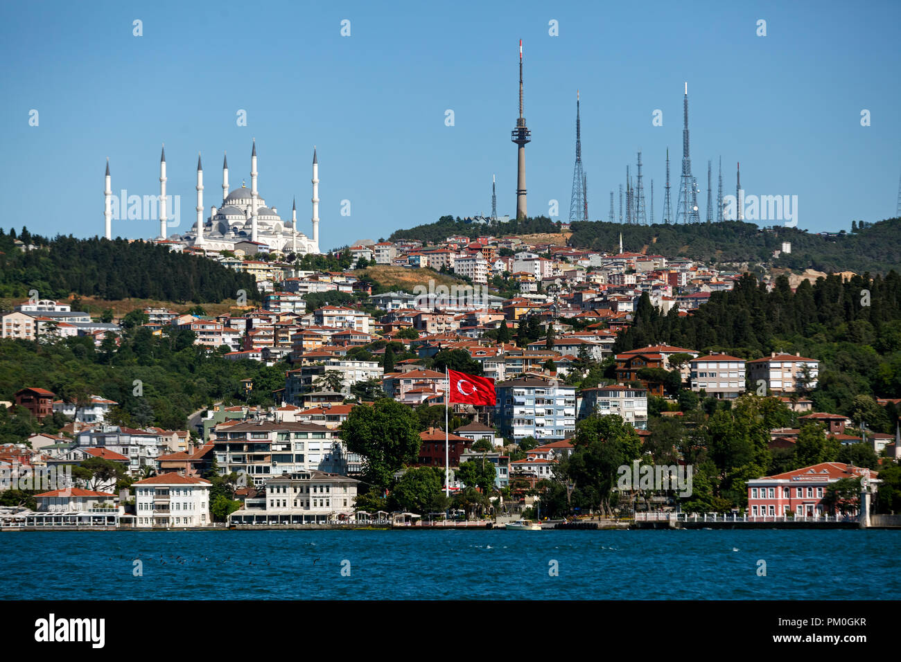 Camlica hill and mosque Stock Photo