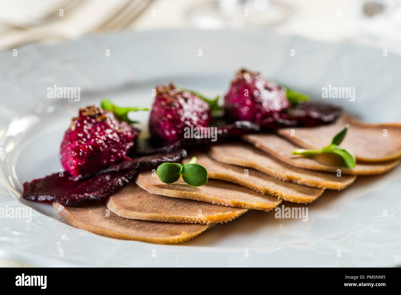boiled sliced pork tongue Stock Photo Alamy