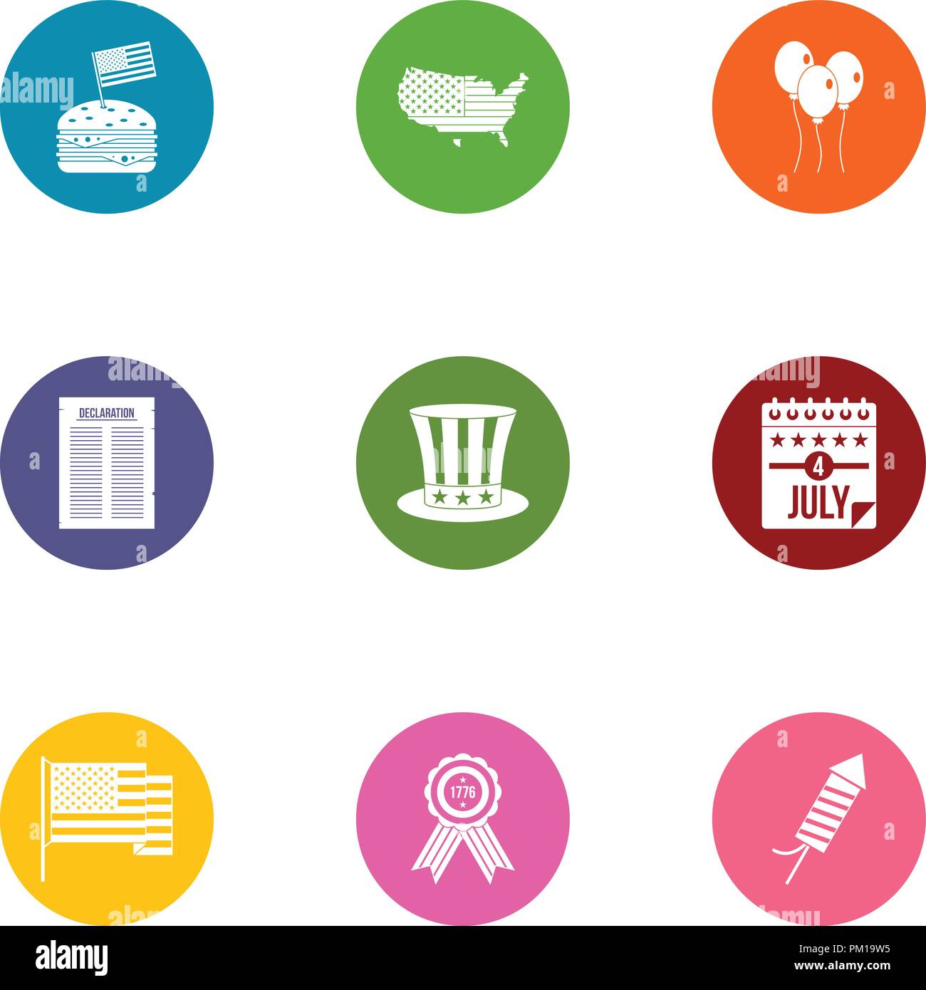 Autonomy icons set, flat style Stock Vector
